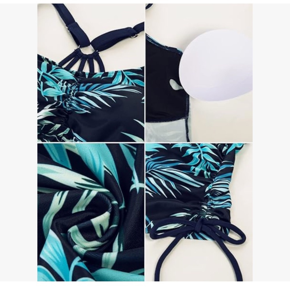 Maacie Maternity Athletic Tankini Swimsuits Two Piece Floral Print S NWT - Picture 6 of 8